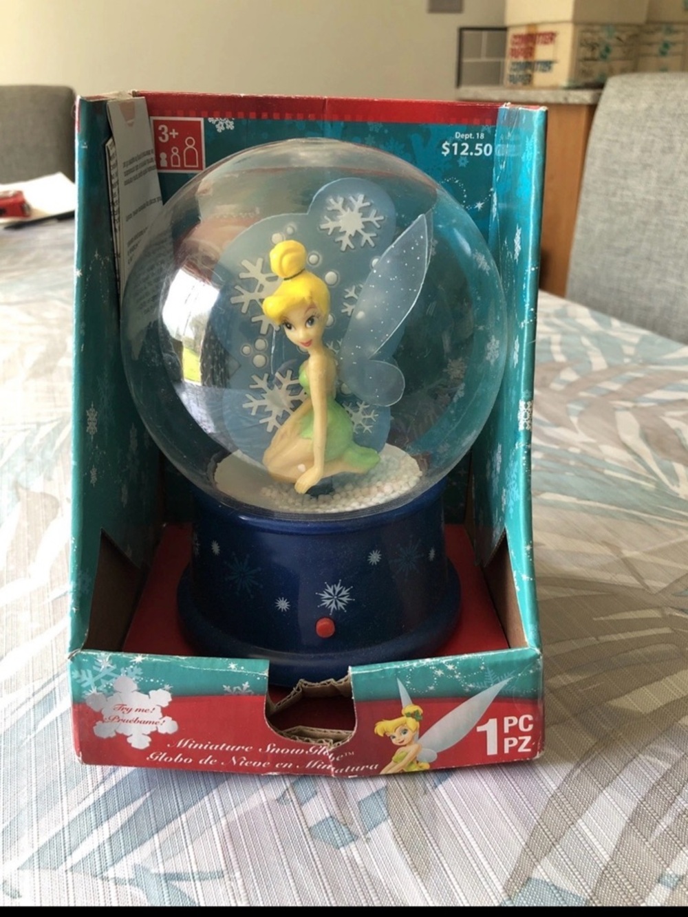 Disney Tinkerbell Musical Snow Globe, Waterless - NEW